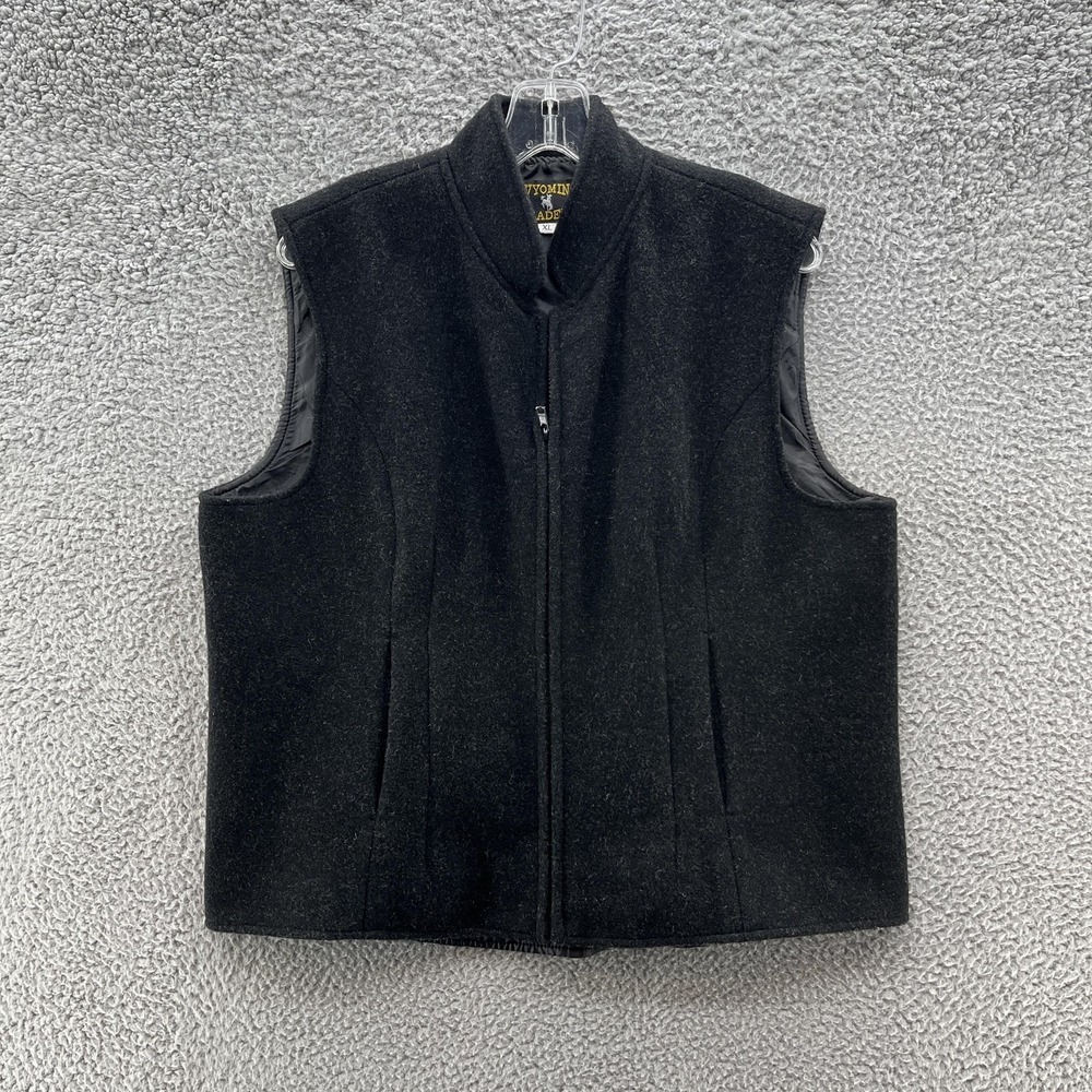 Wyoming Traders Vest Womens XL Gray Wool Full Zip Elastic Waist Western Outdoor
